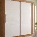 Ver imagem 1 de Guarda Roupa Casal 100% MDF 2 Portas de Correr 4 Gavetas com Sapateira 243x233cm Freijó/Off White