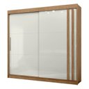 Ver imagem 3 de Guarda Roupa Casal 100% MDF 2 Portas de Correr 4 Gavetas com Sapateira 243x233cm Freijó/Off White