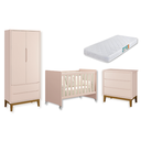 Ver imagem 2 de Quarto de Bebê Berço Evolution + Guarda Roupa Classic + Cômoda 3 Gavetas Classic Rosa com Colchão
