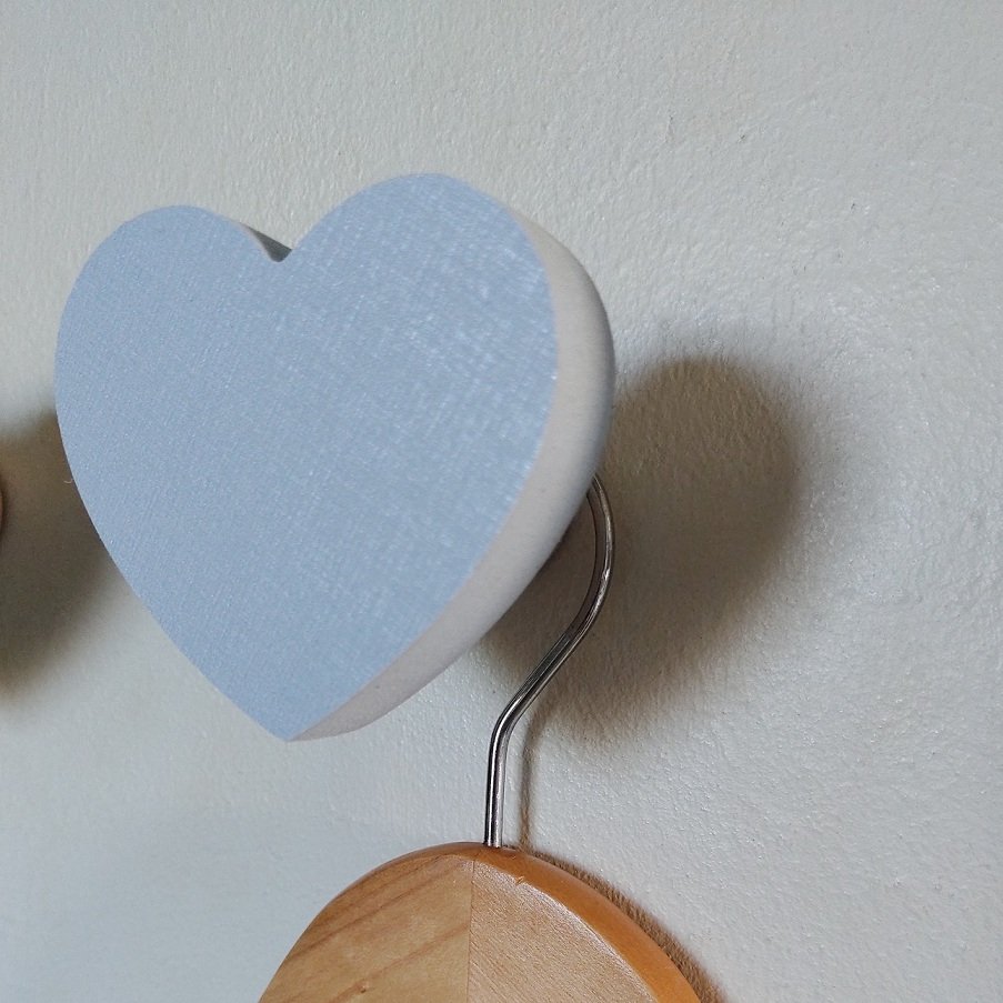 1 Gancho de parede pendurador Colorido MDF Coração - Azul