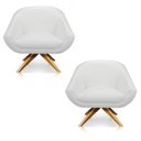 Ver imagem 1 de Kit 02 Poltronas Giratória Giovana Corino Base Madeira MA30 - D’Rossi - Branco