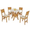 Ver imagem 1 de Conjunto Mesa Redonda Maya com 4 Cadeira Pérola - Bagum Bege Freijó e Off White