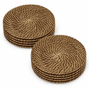 Ver imagem 1 de Kit 12 Sousplats Redondos Marrom-Claro 32 cm Bambu e Rattan