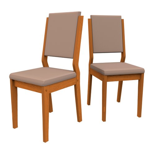 Conjunto Com 2 Cadeiras Estofadas Carol Cor Ype Camursa Marrom New Ceval 13006-311 - YPE/LUX