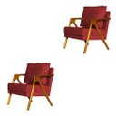 Ver imagem 1 de Kit 2 Poltronas Cadeira Marilia Recepção - Veludo Vermelho