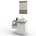 Ver imagem 7 de Gabinete para Banheiro com Cuba Quadrada Q32 e Espelheira Legno 631W Branco/Carvalho
