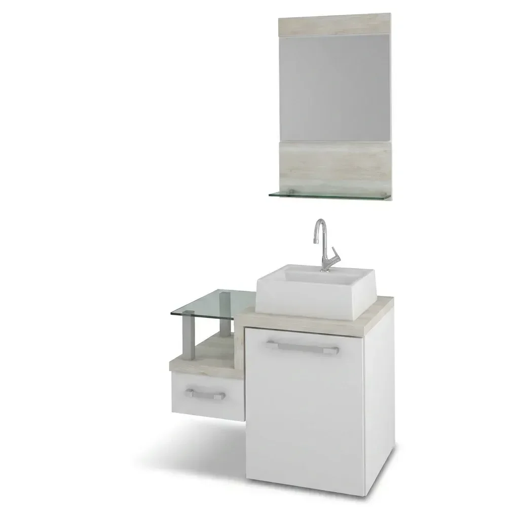 Ver imagem 6 de Gabinete para Banheiro com Cuba Quadrada Q32 e Espelheira Legno 631W Branco
