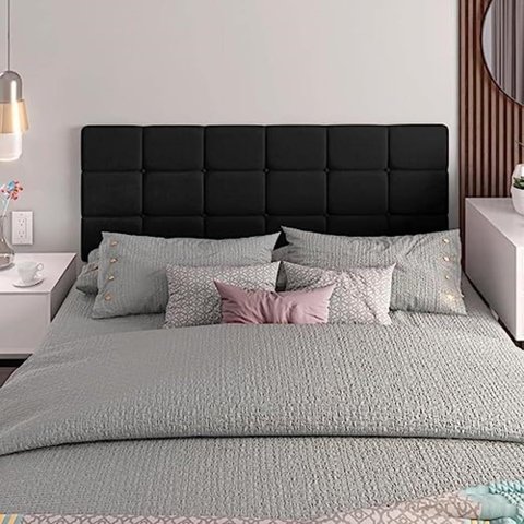Cabeceira Quadriculada Cama Casal 1.40 Bia Preto