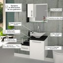 Ver imagem 6 de Gabinete para Banheiro 1 Porta 1 Gaveta 1 Cuba Folha Lux e Espelheira Legno 630W Espresso Móveis Branco/Preto Onix