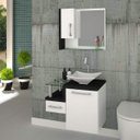 Ver imagem 1 de Gabinete para Banheiro 1 Porta 1 Gaveta 1 Cuba Folha Lux e Espelheira Legno 630W Espresso Móveis Branco/Preto Onix