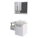 Ver imagem 2 de Gabinete para Banheiro 1 Porta 1 Gaveta 1 Cuba Folha Lux e Espelheira Legno 630W Espresso Móveis Branco