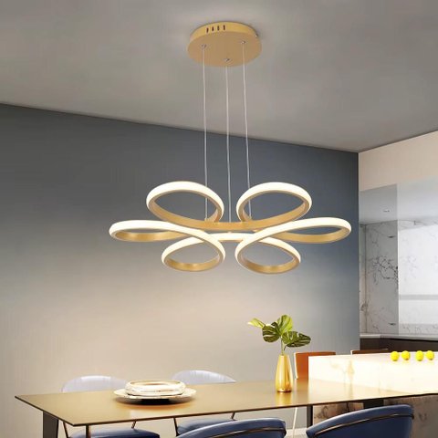 Lustre Pendente Led 45w Lumina Dourado Moderno com 3 Cores de Luz e Ajuste de Altura Bivolt