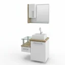 Ver mais imagens de Gabinete para Banheiro com Cuba Quadrada Q32 e Espelheira com Porta Legno 630W Branco