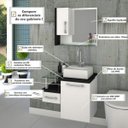 Ver imagem 5 de Gabinete para Banheiro com Cuba Quadrada Q32 e Espelheira com Porta Legno 630W Branco/Preto Onix