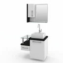 Ver mais imagens de Gabinete para Banheiro com Cuba Quadrada Q32 e Espelheira com Porta Legno 630W Branco/Preto Onix
