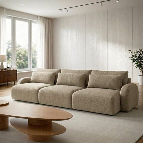 Sofá Orgânico Retrátil 4 Lugares 230cm Base Madeira Maciça Oxford