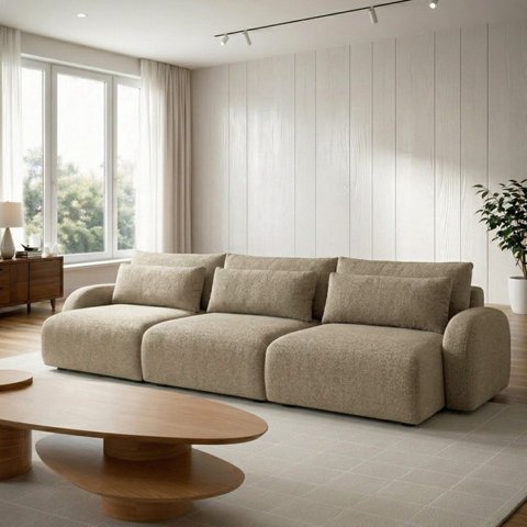 Sofá Orgânico Retrátil 3 Lugares 230cm Base Madeira Maciça Oxford
