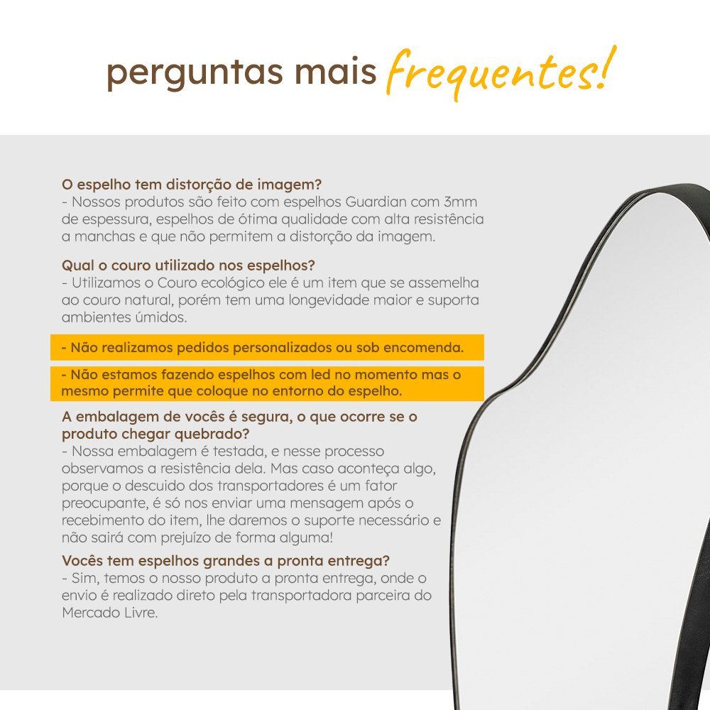Espelho Grande do Pinterest Retrô Corpo Inteiro 170x70cm Moldura Couro 3cm - Mod. Curves Preto - 6