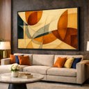 Ver imagem 1 de Quadro Abstrato Tons Terrosos Harmonia Movimento Geométrica