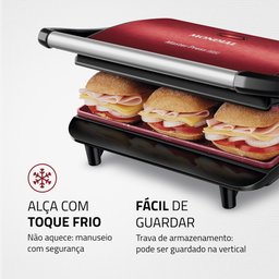 Press Grill Master Press Mondial Vermelho Inox 1000w 110v Pg-01-rc - 2