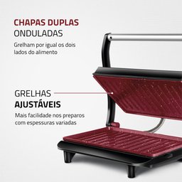 Press Grill Master Press Mondial Vermelho Inox 1000w 110v Pg-01-rc - 9