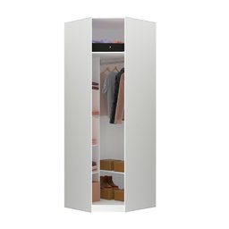 Guarda Roupa Closet Aberto Canto Diagonal 5 Prateleiras 1 Cabideiro 83,8cm Prime Luciane Móveis - 1