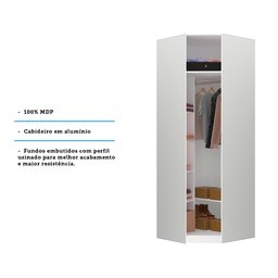 Guarda Roupa Closet Aberto Canto Diagonal 5 Prateleiras 1 Cabideiro 83,8cm Prime Luciane Móveis - 3