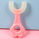 Ver imagem 2 de Escova de Dentes Infantil de Silicone Formato em U 360 Graus:rosa