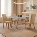 Ver imagem 2 de Mesa de Jantar Copper 120cm Madeira Tampo Vidro Canto Copo com 4 Cadeiras Lira
