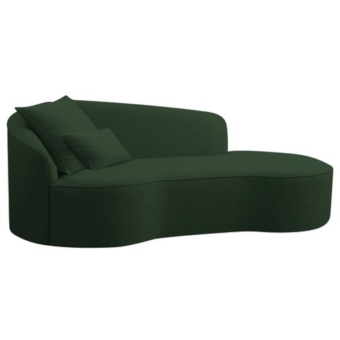 Divã Recamier Curvo Sala de Estar Recepção Inglaterra 180cm Lado Direito Linho Verde - Amarena Móvei