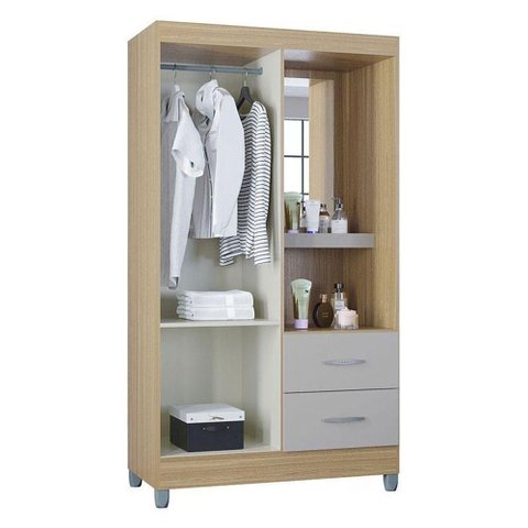 Guarda Roupa Solteiro Ambiente Cordoba 2 Portas Damasco Off White – Poquema