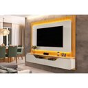 Ver imagem 1 de Rack Bancada C/ Painel P/ Tv até 70 Polegadas Treviso Ripado 100% Mdf Led 210x180cm Bali/cedro - Dj