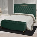 Ver imagem 2 de Kit Cabeceira de Cama Box e Calçadeira Baú Madri King 195 Cm Suede Verde do Lar Móveis e Decora