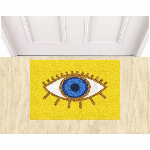 Tapete Olho Grego 0,60x0,40 Cm Amarelo Antiderrapante.