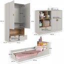 Ver imagem 3 de Quarto Infantil com Cama Solteiro Montessoriana com Iluminação Led, Comoda e Guarda-roupas Lille