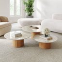 Ver imagem 2 de Conjunto Mesa de Centro Ava em Madeira Off White Vidro