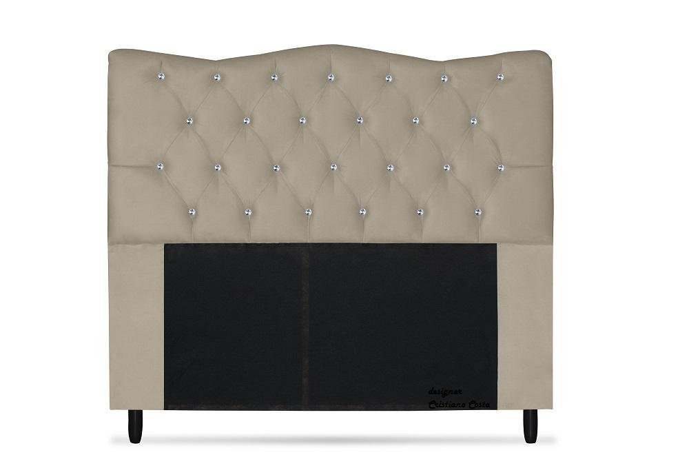 Cabeceira Dunas Solteirão Viúva 120cm com Strass Suede: Bege