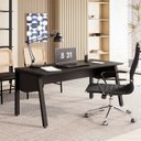Ver imagem 1 de Mesa Escrivaninha Escritório com 150cm Industrial Tampo Chanfrado e Pés Metálicos F5 Office Preto