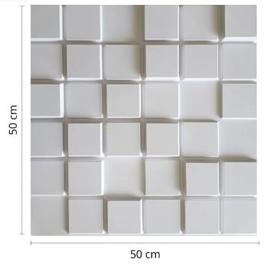 10 Placas 3D Pvc Pixel 50x50 Branco Autoadesivo - Decorare 3D - 1