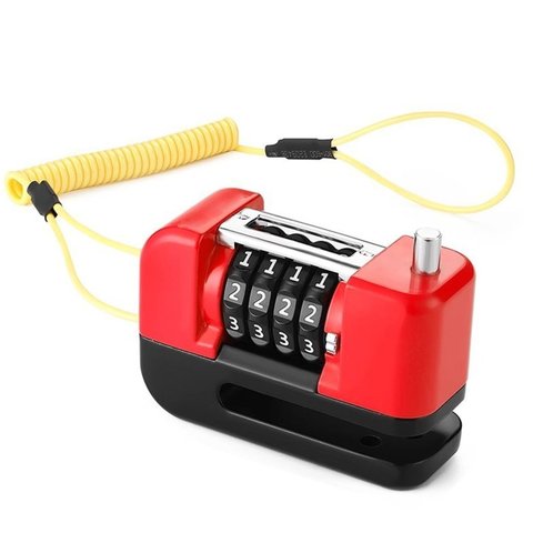 Trava de Disco Freio Senha 4 Digitos Antifurto Moto Bike Motocicleta Bicicleta Cadeado Proteçao Segu