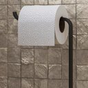 Ver mais imagens de Kit Toalheiro De Piso E Papeleira De Chão Lovell Preto Lavabo DHom