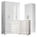 Ver imagem 1 de Guarda Roupa com Espelho Infantil Sobral com Cômoda Texas e Armário Multiuso New Íris Branco