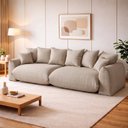 Ver imagem 1 de Sofá Cama Modular Orgânico Retrátil 4 Lugares Base Madeira Maciça 290cm Marrocos