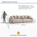 Ver imagem 3 de Sofá Cama Modular Orgânico Retrátil 4 Lugares Base Madeira Maciça 290cm Marrocos