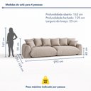 Ver imagem 3 de Sofá Cama Modular Orgânico Retrátil 4 Lugares Base Madeira Maciça 290cm Marrocos