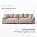 Ver imagem 7 de Sofá Cama Modular Orgânico Retrátil 4 Lugares Base Madeira Maciça 290cm Marrocos