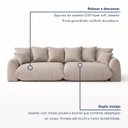 Ver imagem 6 de Sofá Cama Modular Orgânico Retrátil 4 Lugares Base Madeira Maciça 290cm Marrocos