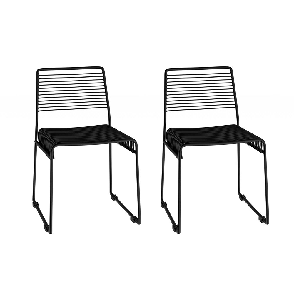 Kit 2 Cadeiras Aramadas para Sala de Jantar Pretas Alto Padrão Prado - 1