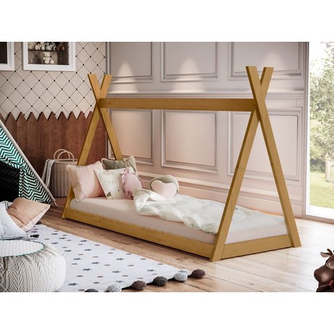 Cama Infantil Cabana Quarto da Criança Montessoriana Premium Moderna Conforto com Colchão Cor Nature