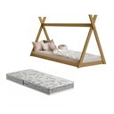 Ver imagem 2 de Cama Infantil Cabana Quarto da Criança Montessoriana Premium Moderna Conforto com Colchão Cor Nature